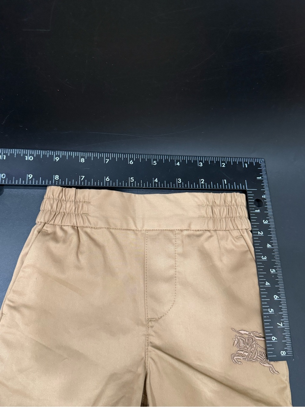 BURBERRY Boy's Romeo Embroidered Logo Khaki Tan Chino Boy’s Shorts Size 12M - Picture 12 of 15